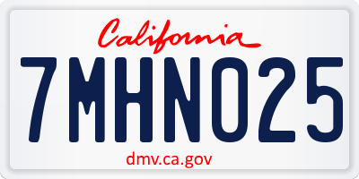 CA license plate 7MHN025