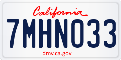 CA license plate 7MHN033