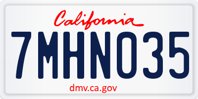 CA license plate 7MHN035