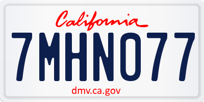 CA license plate 7MHN077