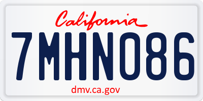CA license plate 7MHN086