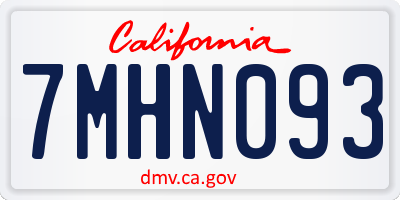 CA license plate 7MHN093