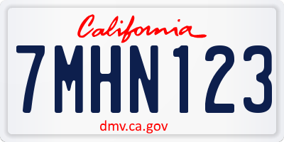 CA license plate 7MHN123