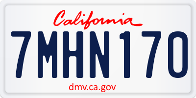 CA license plate 7MHN170