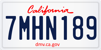 CA license plate 7MHN189