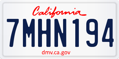CA license plate 7MHN194