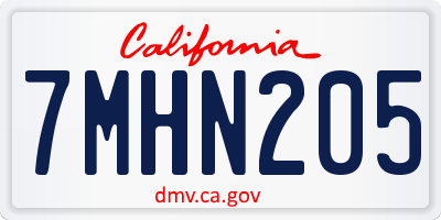 CA license plate 7MHN205