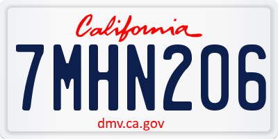 CA license plate 7MHN206