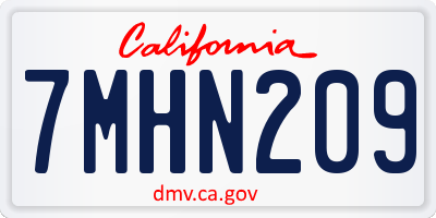 CA license plate 7MHN209