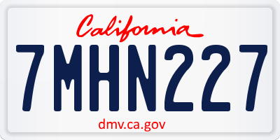 CA license plate 7MHN227