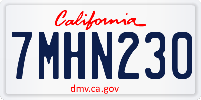 CA license plate 7MHN230