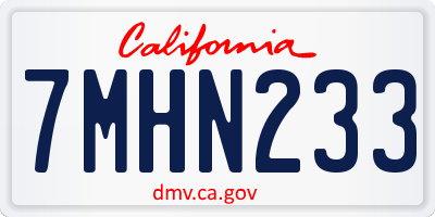 CA license plate 7MHN233