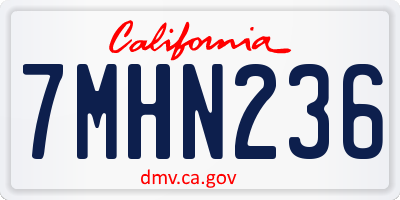 CA license plate 7MHN236