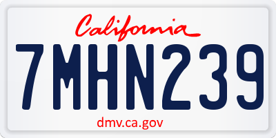CA license plate 7MHN239