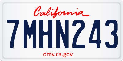 CA license plate 7MHN243
