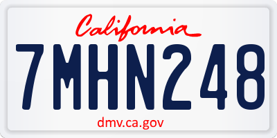 CA license plate 7MHN248