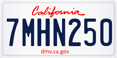 CA license plate 7MHN250