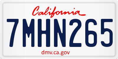 CA license plate 7MHN265
