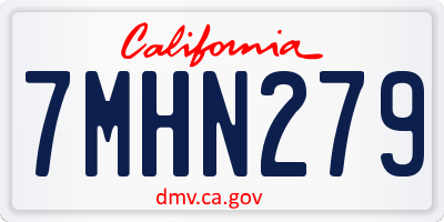 CA license plate 7MHN279