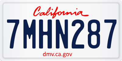 CA license plate 7MHN287