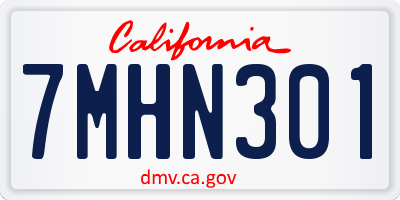 CA license plate 7MHN301