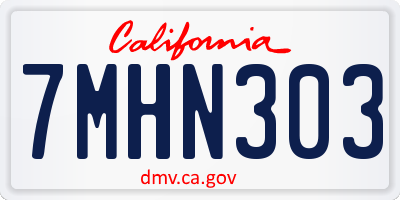 CA license plate 7MHN303