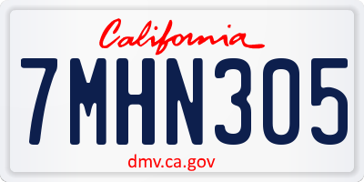 CA license plate 7MHN305