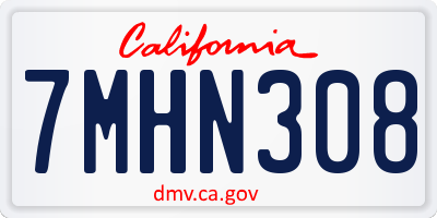 CA license plate 7MHN308