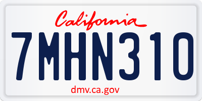 CA license plate 7MHN310