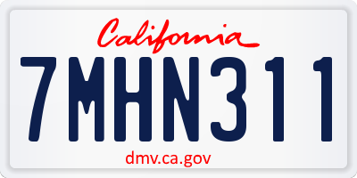 CA license plate 7MHN311