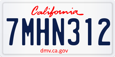 CA license plate 7MHN312