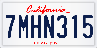 CA license plate 7MHN315