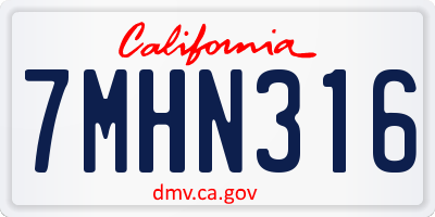 CA license plate 7MHN316