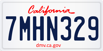 CA license plate 7MHN329