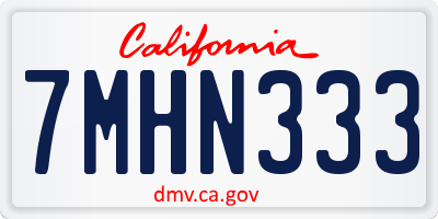 CA license plate 7MHN333