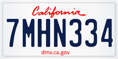 CA license plate 7MHN334