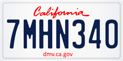 CA license plate 7MHN340