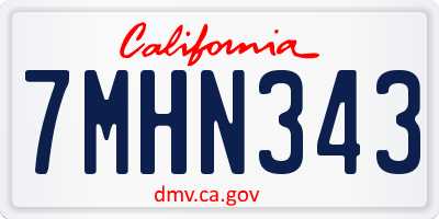 CA license plate 7MHN343