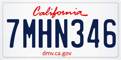 CA license plate 7MHN346