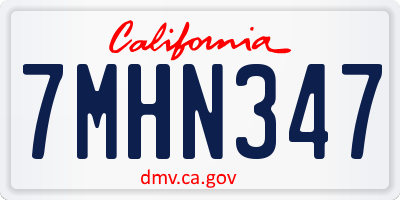 CA license plate 7MHN347