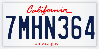 CA license plate 7MHN364