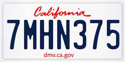 CA license plate 7MHN375