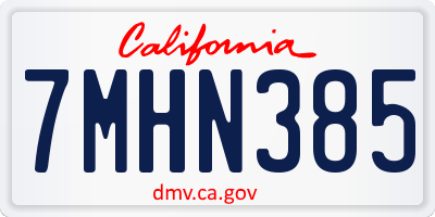 CA license plate 7MHN385