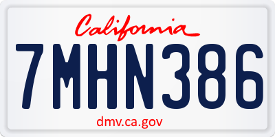 CA license plate 7MHN386
