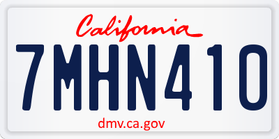 CA license plate 7MHN410