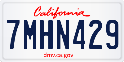 CA license plate 7MHN429