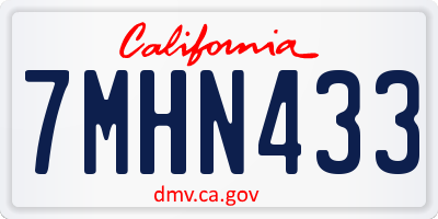 CA license plate 7MHN433