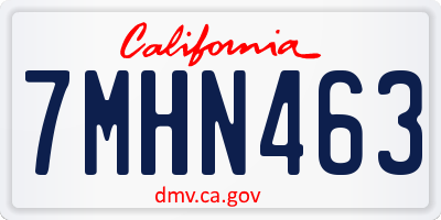 CA license plate 7MHN463