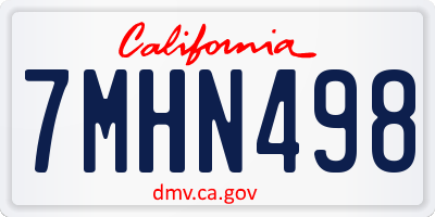 CA license plate 7MHN498