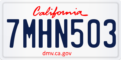 CA license plate 7MHN503
